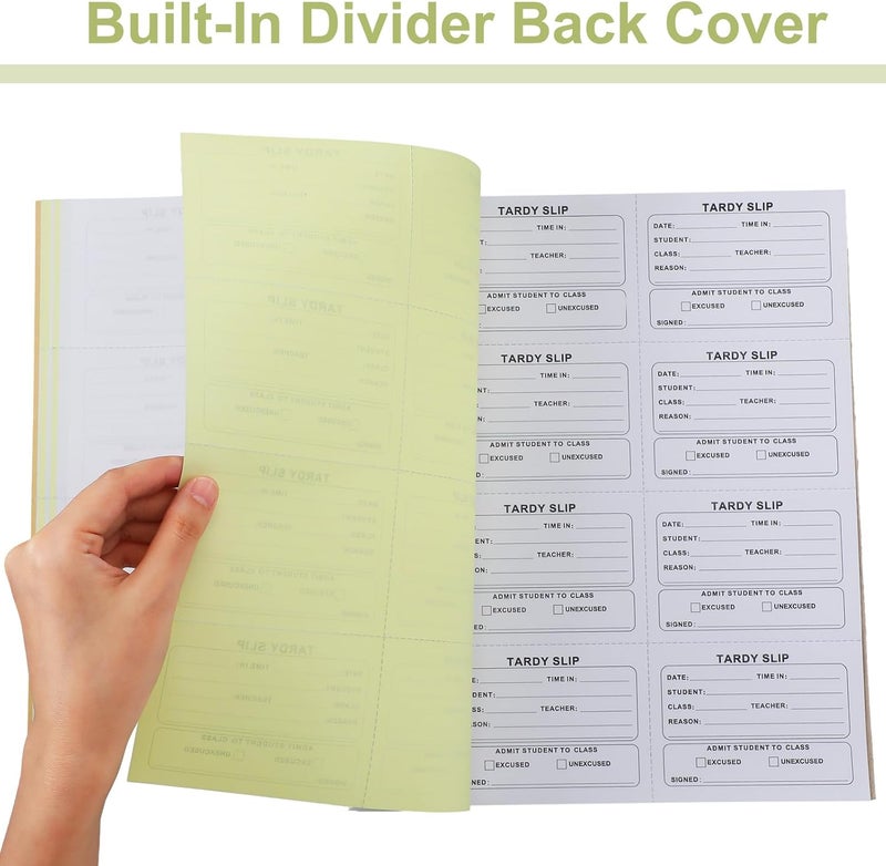 Engrowtic 800 Pcs Tardy Slip Book with Carbonless Duplicates 3.5 x 4.3 Inch Tardy Slips Per Book Form Register Copy Notebook for Student Late Arrivals Easy Removal Fold and Tear (Yellow and White) - Image 2